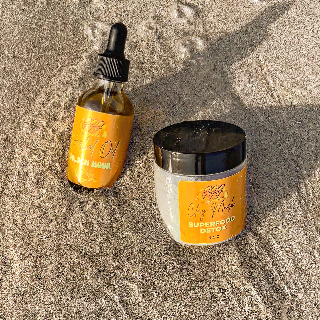 Golden Hour Duo: Herbal Oil and Clay Mask